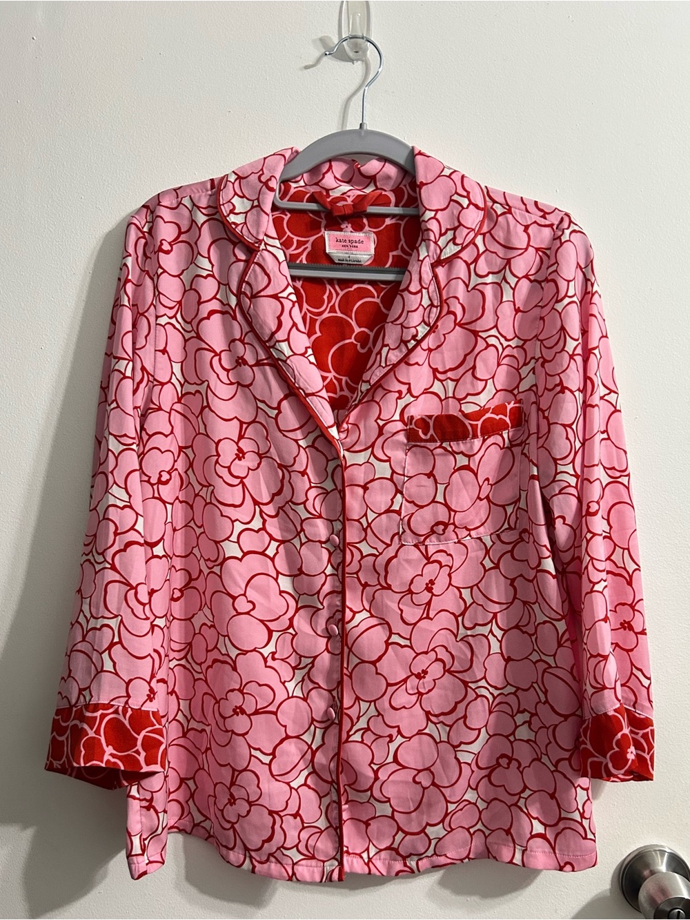 kate spade Pink and Red Floral Button-Up Pajama Top